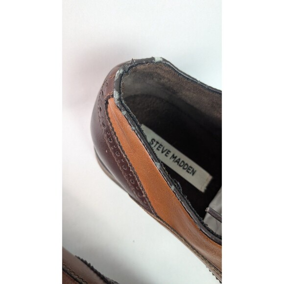 Steve Madden Mens Sz 13 Brown Leather Wingtip Oxford Dress Shoes Jetway - Picture 6 of 15
